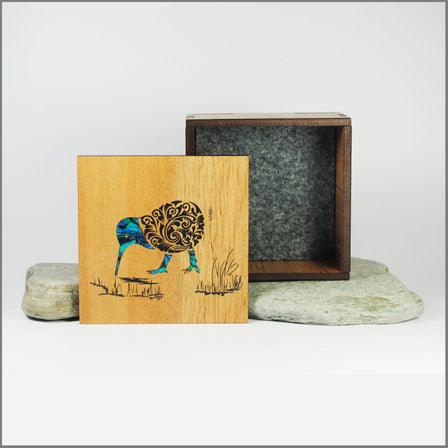 Pretty Wood and Paua Shell Kiwi Trinket Box - ShopNZ