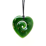 Genuine NZ Greenstone 5cm Heart Koru Necklace - ShopNZ