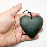 Ngai Tahu NZ Greenstone 7cm Matt Heart Necklace - ShopNZ
