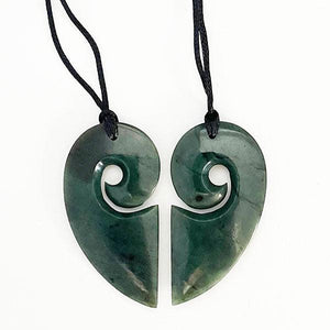 Genuine NZ Greenstone Split Heart Necklace - ShopNZ