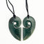Genuine NZ Greenstone Split Heart Necklace