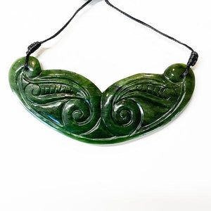 Large 12.5cm Genuine NZ Greenstone Koru Breastplate Necklace - ShopNZ