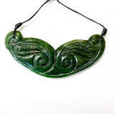 Large 12.5cm Genuine NZ Greenstone Koru Breastplate Necklace - ShopNZ