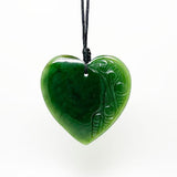Genuine NZ Greenstone Heart Necklace with Carving - ShopNZ