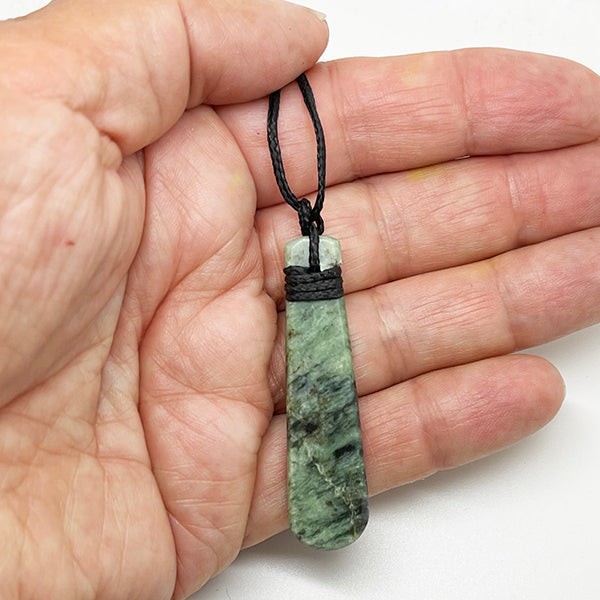 Affordable Genuine NZ Greenstone Bound Drop Necklace