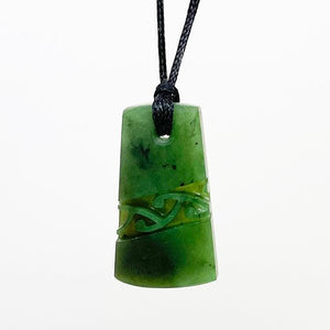 Genuine NZ Greenstone Toki Necklace with Kowhaiwhai Carving - ShopNZ