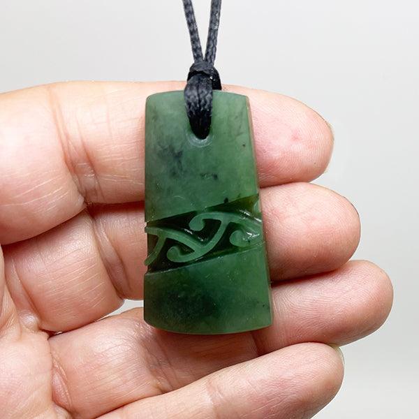 Genuine NZ Greenstone Toki Necklace with Kowhaiwhai Carving - ShopNZ
