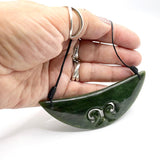 Stunning 11cm Genuine NZ Greenstone Breastplate Necklace with Koru - ShopNZ