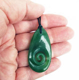 Genuine NZ Greenstone Drop Necklace with Koru - ShopNZ