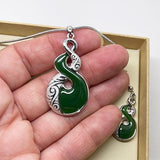 Gorgeous Green Maori Love Twist Necklace and Earrings Set - ShopNZ