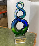 Maori Glass Double Twist Pikorua Trophy Ornament - ShopNZ