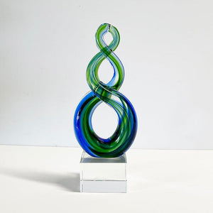 Maori Glass Double Twist Pikorua Trophy Ornament - ShopNZ