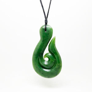 Large 8.5cm Pounamu Greenstone Maori Hook Necklace - ShopNZ