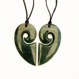 Genuine NZ Greenstone Split Heart Necklace - ShopNZ