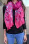 Hot Pink NZ Birds and Manuka Flower Scarf or Sarong