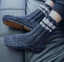 Sheepskin and Wool Slipper Socks - Ink