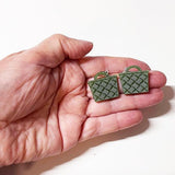 Acrylic Pounamu Colour Maori Kete Bag Earrings - ShopNZ