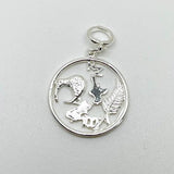 Sterling Silver NZ Icons Kiwi Map Fern Charm - ShopNZ