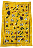 Bright Yellow Kiwiana Icons Tea Towel - ShopNZ