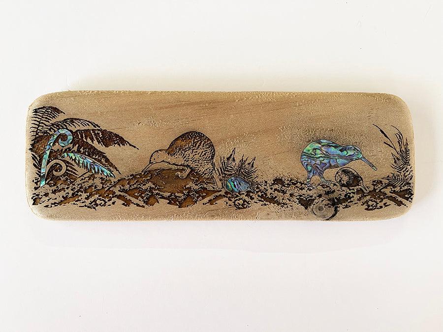 Recycled Wood and Paua Shell Kiwi Bird Wall Art - ShopNZ