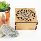 Maori Wood and Paua Shell Koru Trinket Box - ShopNZ