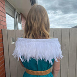 White Wedding Short Korowai Cape with White and Silver Taniko - ShopNZ