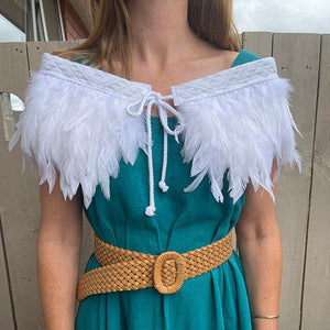 White Wedding Short Korowai Cape with White and Silver Taniko - ShopNZ