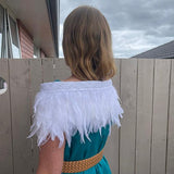 White Wedding Short Korowai Cape with White and Silver Taniko - ShopNZ