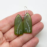 Stone Arrow Recycled Glass Fern Earrings - ShopNZ