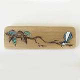 Recycled Wood Paua Fantail on Branch