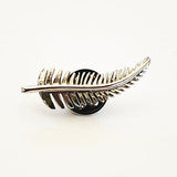 Silver Fern Pinback Badge or Brooch