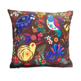 NZ Birds and Flower Chocolate Brown Cushion Cover - ShopNZ
