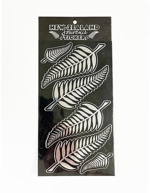 Pack of 6 Shiny Silver Fern Stickers - ShopNZ