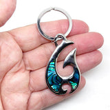 Paua Shell Maori Fish Hook Keyring - ShopNZ