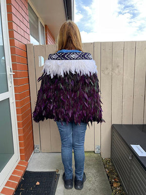 Purple and White Maori Korowai Cape - ShopNZ