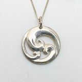 Sterling Silver Maori Triple Koru Wave Necklace