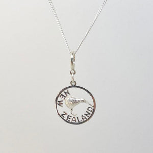 Sterling Silver Kiwi Bird Circle Necklace - ShopNZ