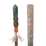 143cm Taiaha with Greenstone Tongue (Stand Optional) - ShopNZ