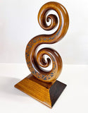 Large NZ Maori Carved Wooden Double Koru Trophy - ShopNZ