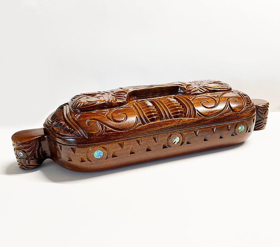Maori Wakahuia Treasure Box with Pakati Carving - ShopNZ