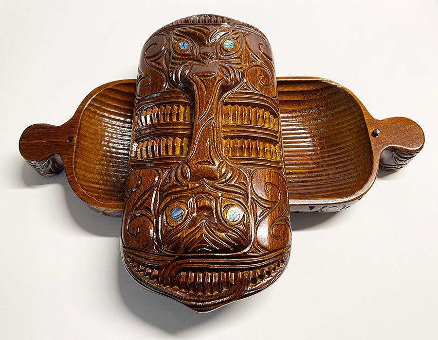 Maori Wakahuia Treasure Box with Pakati Carving - ShopNZ