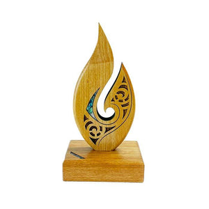 NZ Maori Roimata Koru Pacific Rimu Sculpture - ShopNZ