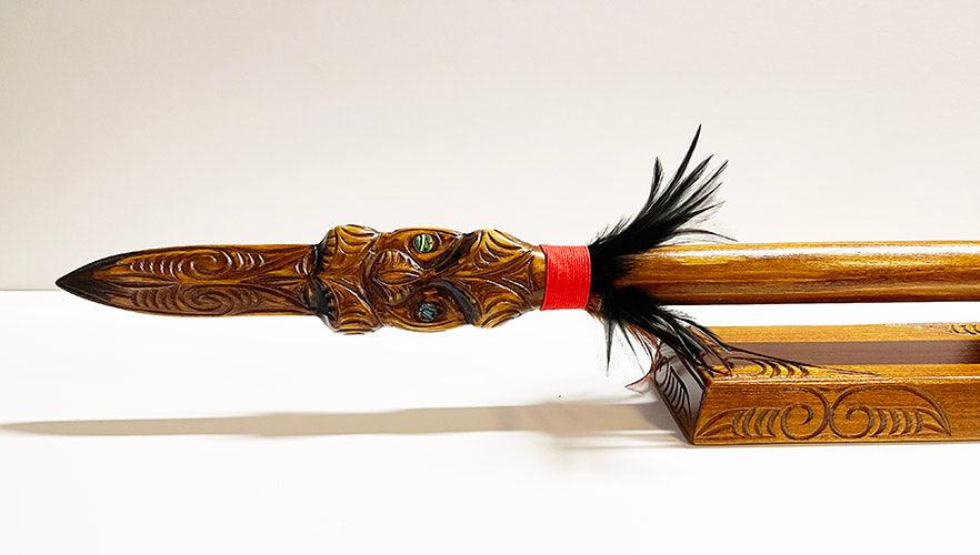 Full Size Maori Taiaha with Carved Shaft and Head - ShopNZ