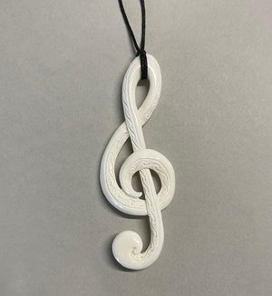Maori Treble Clef Musical Symbol Bone Necklace - ShopNZ