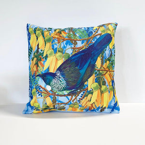 Pretty Tui on Kowhai Cushion Cover - ShopNZ