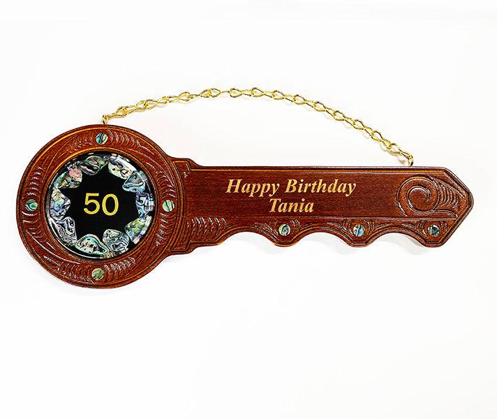 NZ 50th Birthday Key with Paua