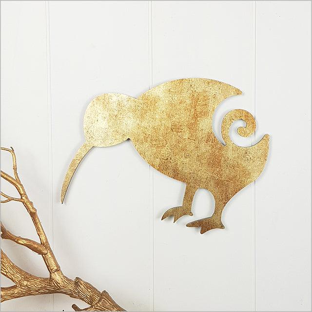 Antique Gold Koru Kiwi Bird Wall Art – ShopNZ