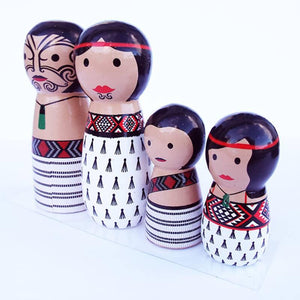 Cute Maori Wooden Peg Doll Family Set - ShopNZ