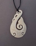 NZ Maori Large Bone Fish Hook Necklace - ShopNZ