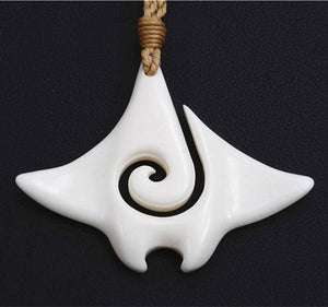 Maori Bone Stingray Koru Necklace - ShopNZ